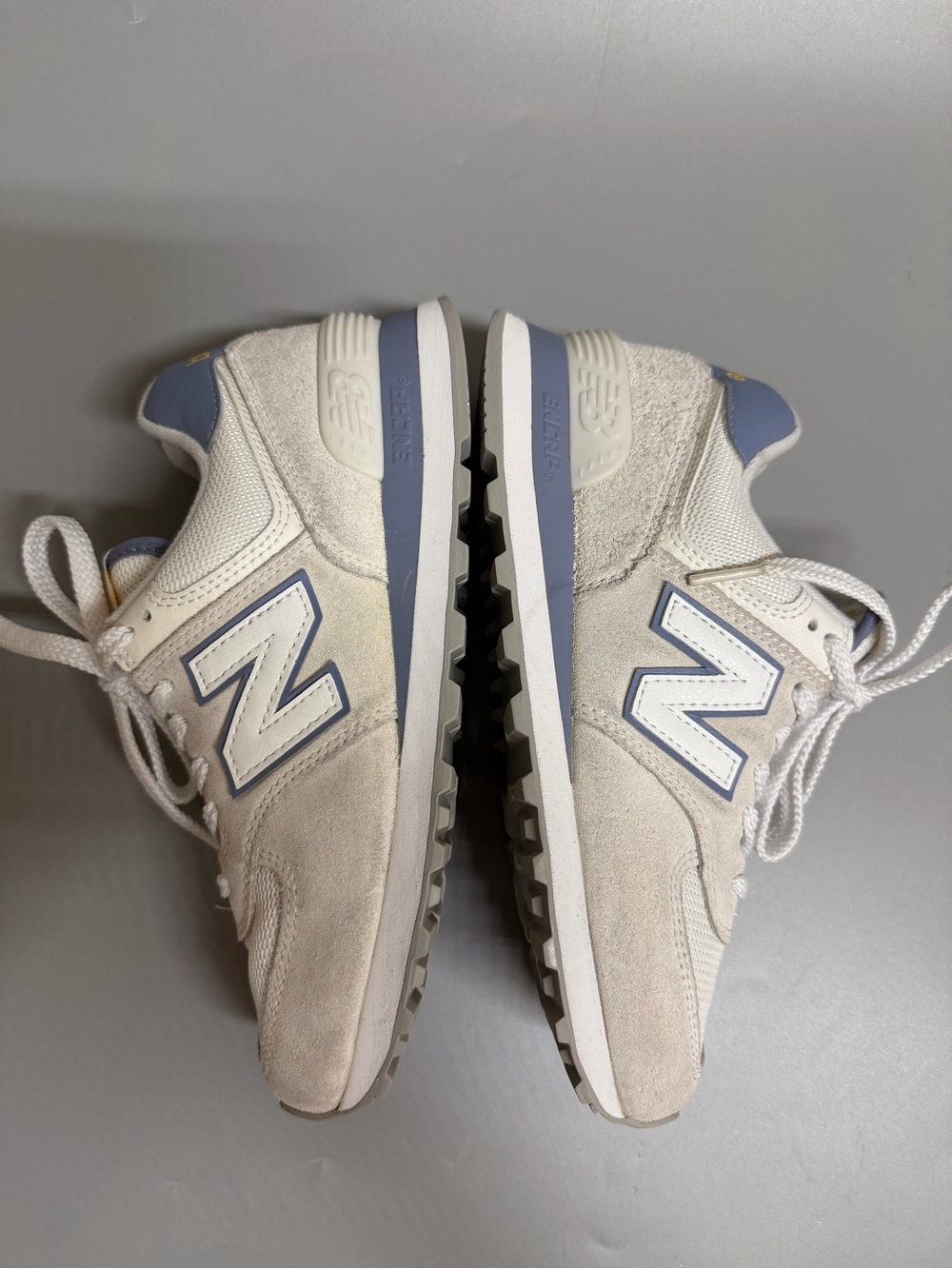 New Balance CALIA X 574 Womens 7 Cream Blue Sneakers Suede Encap - Picture 6 of 11
